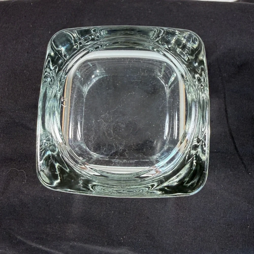 Defiant Whisky Square Rocks Glass Etched Logo Clear Heavy Base Barware 4in